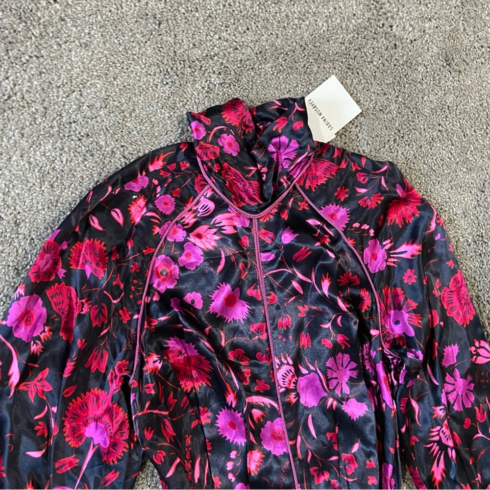 Sabina Musayev NEW ELODIA Long Sleeve Back Cut Out Black Floral Dress Sz S $865 - Picture 9 of 16